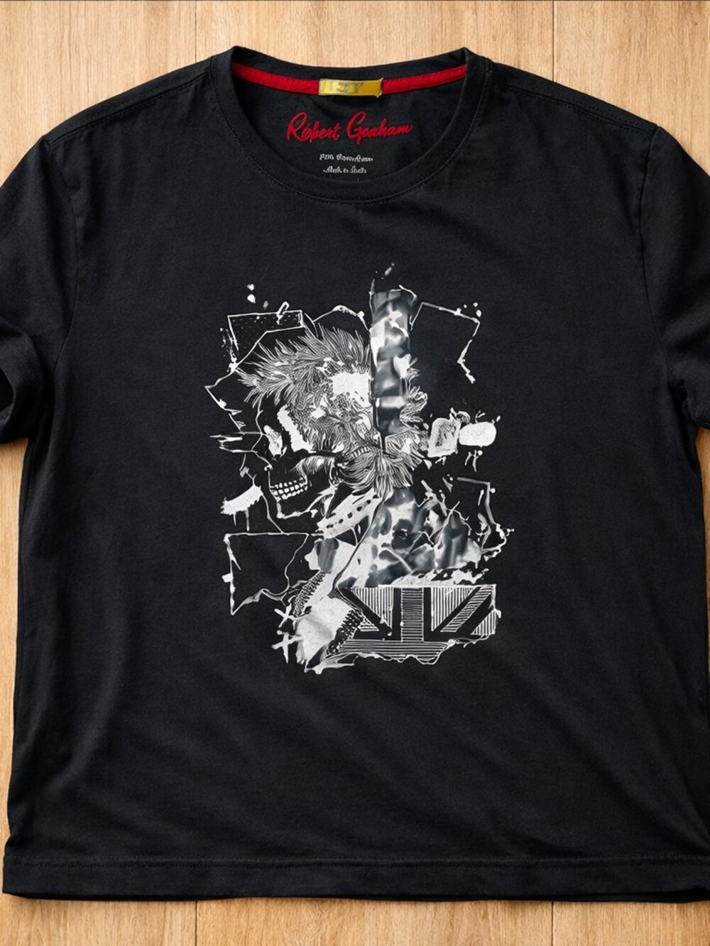 Robert Graham Graphic T‑Shirt Black Skull Art Design Luxury Casual Streetwear